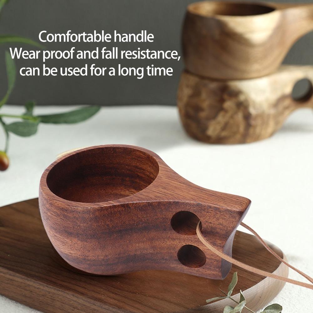 

Natural Wood Wooden Cup Hand Carving Wooden Tea Cup Kuksa Wooden Camping Mug Camping 3#