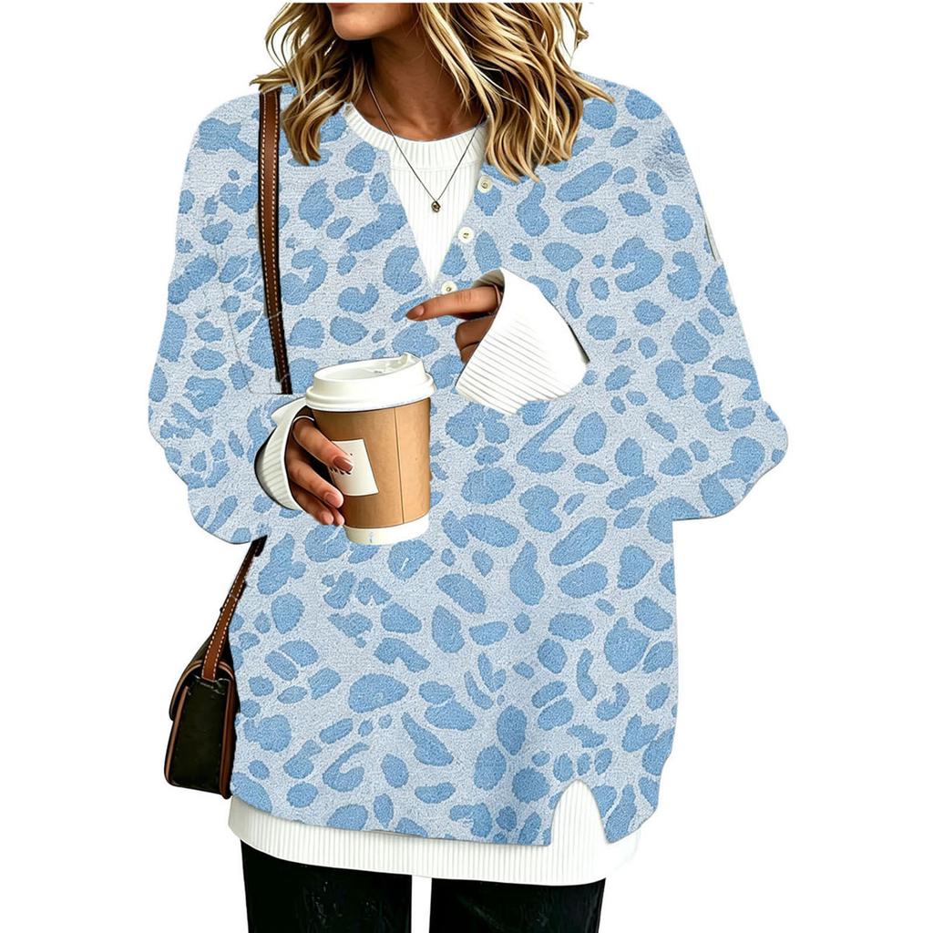 Women's Two-Piece Long Sleeve Round Neck Pullover Top for Casual Everyday Wear