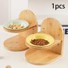 Pet Bowl Rack Elevated Stand Bamboo Multifunction Food Feeder Shelf Home Raised