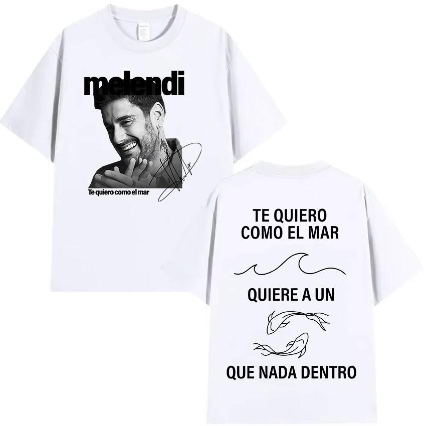 Rapper Melendi Tour Album Graphic T Shirt Men's Retro High Quality Cotton T-shirts Hip Hop Clothing Oversized T-shirt Streetwear