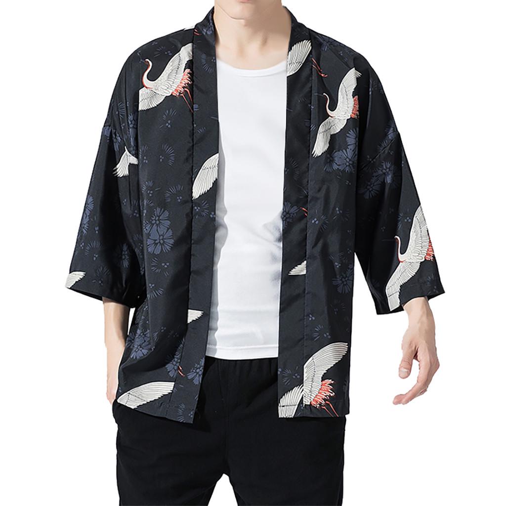 NREALY Camisa Mens Fashion Cardigan National Print Loose Jacket Yukata Coat Baggy Tops Summer NREALY Camisa Mens Fashion Cardigan National Print Loose Jacket Yukata Coat Baggy Tops Summer