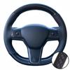 Car Accessories Hand Stitched Black Non-slip Carbon Fiber Leather Model Y 2017- Steering Wheel Cover For Tesla Model 3