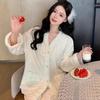 Island Velvet Pajamas Women's Thin Velvet Long-sleeved Warm Autumn and Winter Velvet Leopard Print Can Be Worn Outside Pure Loungewear Suit Versatile
