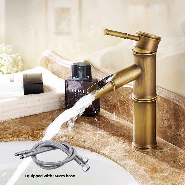 

Антикварный европейский медный бамбуковый кран для ванной комнаты для горячей и холодной воды