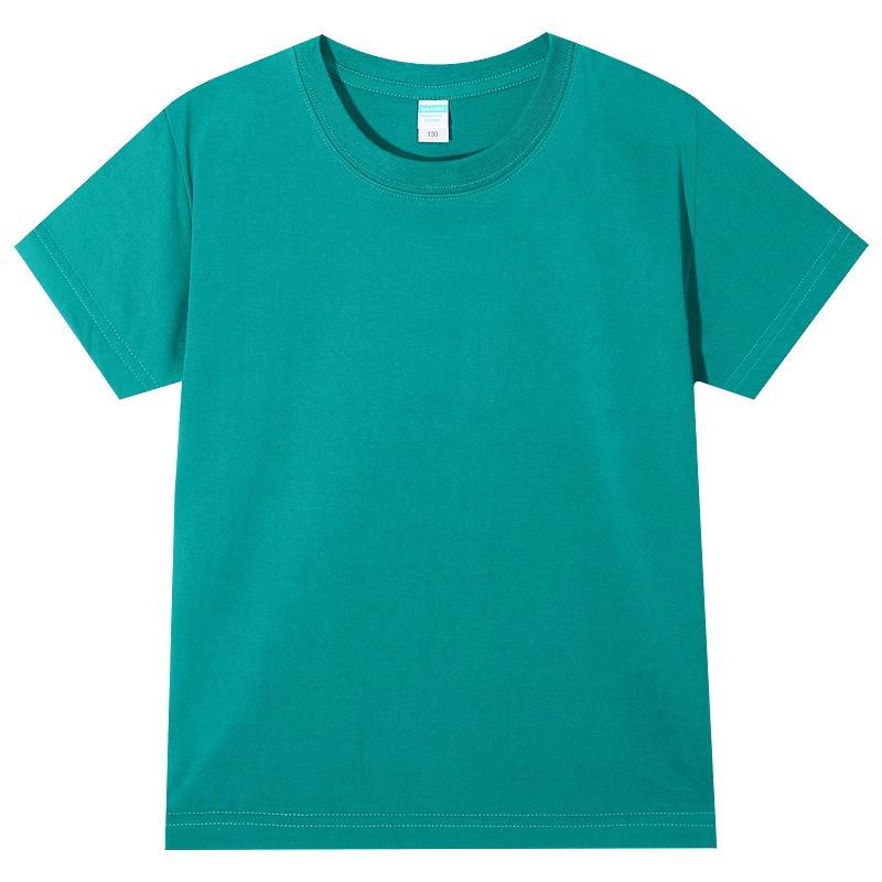 Cross-Border Pure Cotton Custom Short-Sleeve Men's and Kids' T-Shirts with Solid Color Styles for School Uniforms and Team Apparel
