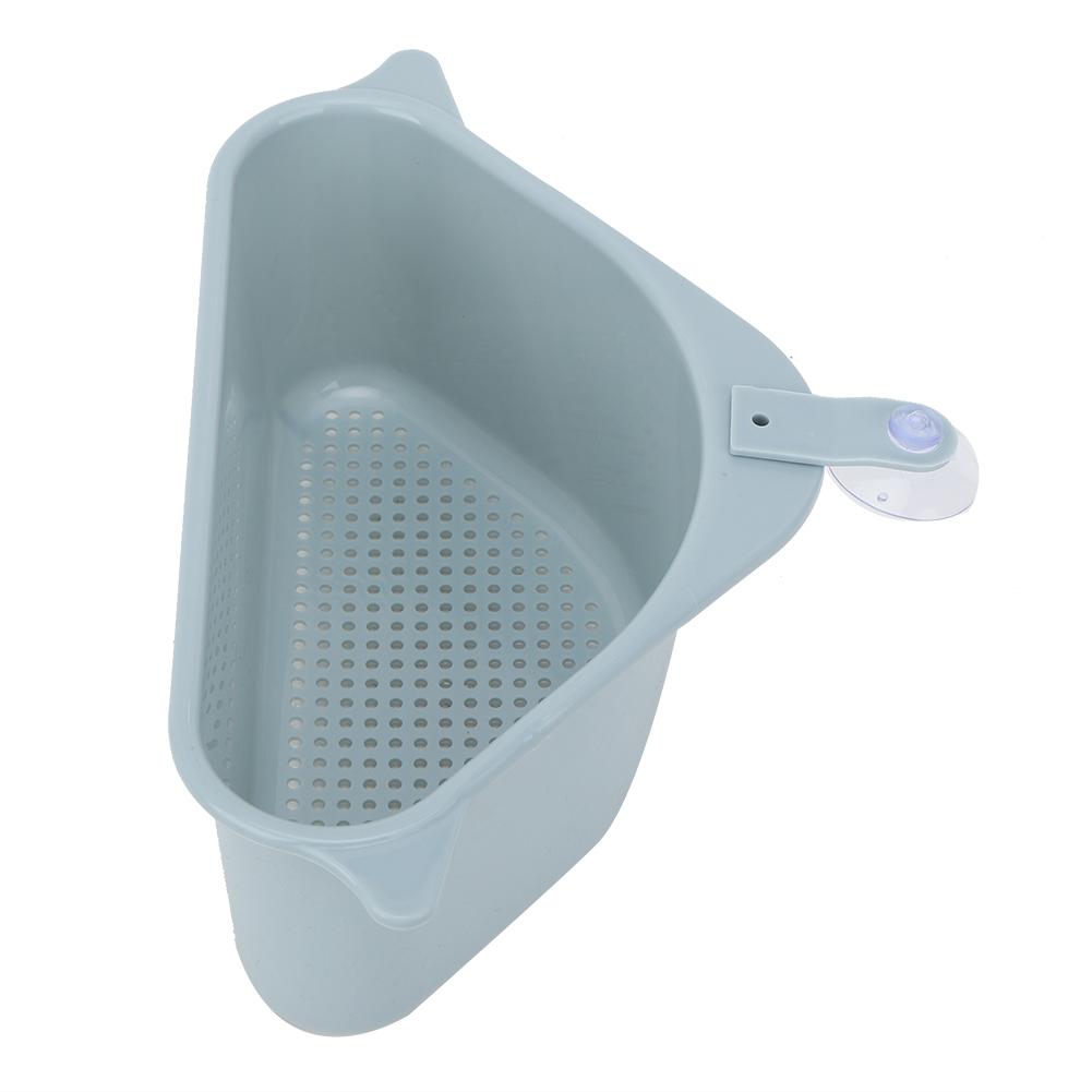 2Pcs Triangular Shape Kitchen Sink Corner Draining Rack Sponge Storage Rack Organizer Blue