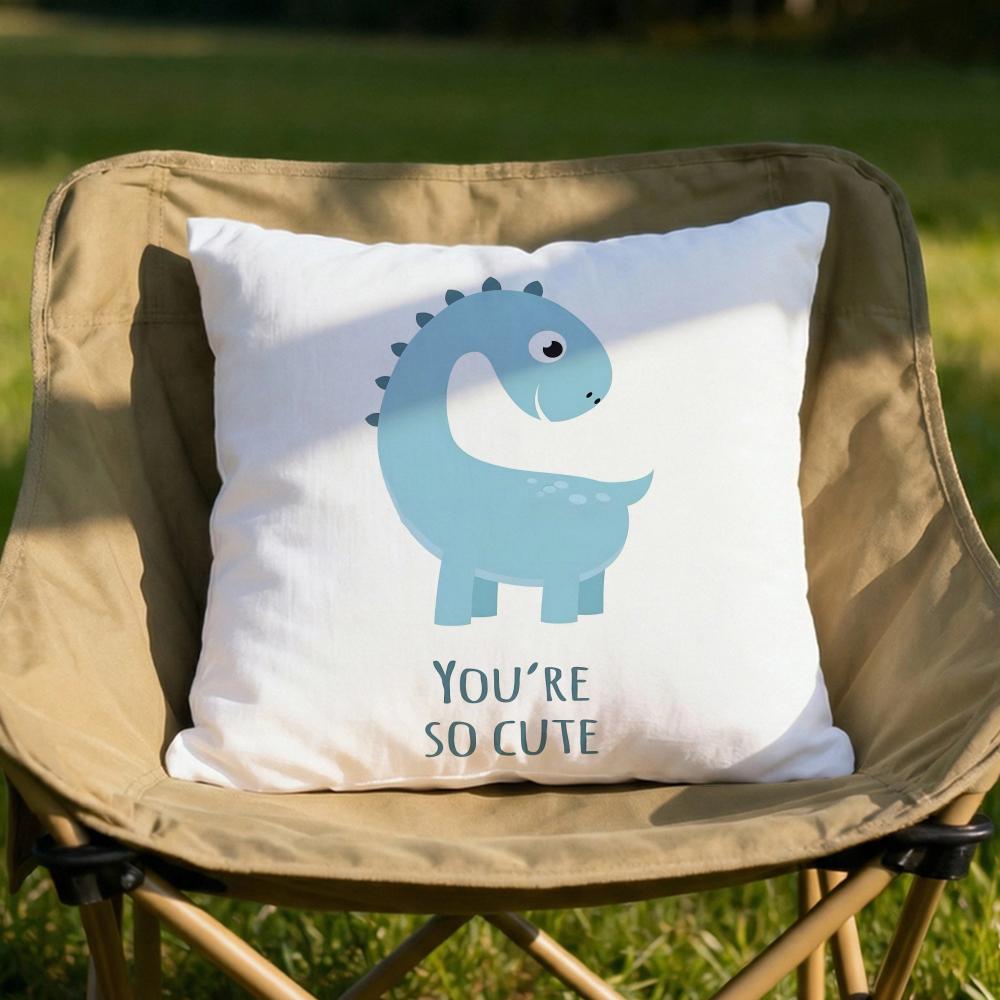 Cute Jurassic Dinosaur Cushion Cover Soft Reversible  Durable Pillow Cover  MultiScene Use for Home  Car Daily Comfort