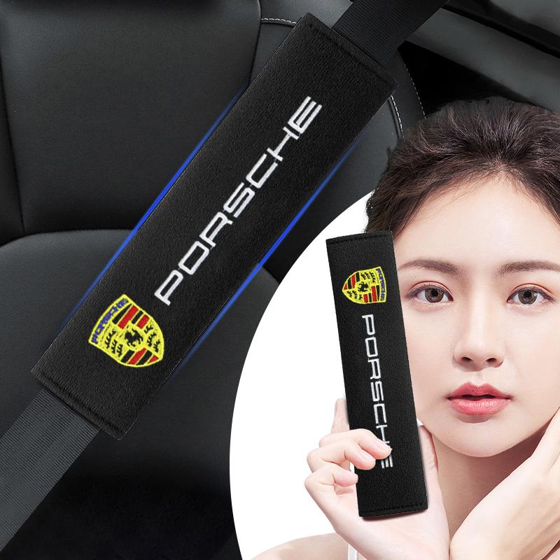 2Pcs Seat Belt Cover Car Cotton Safety Shoulder Protector For Porsche 911 928 944 968 Boxster Cayenne Macan Panamera