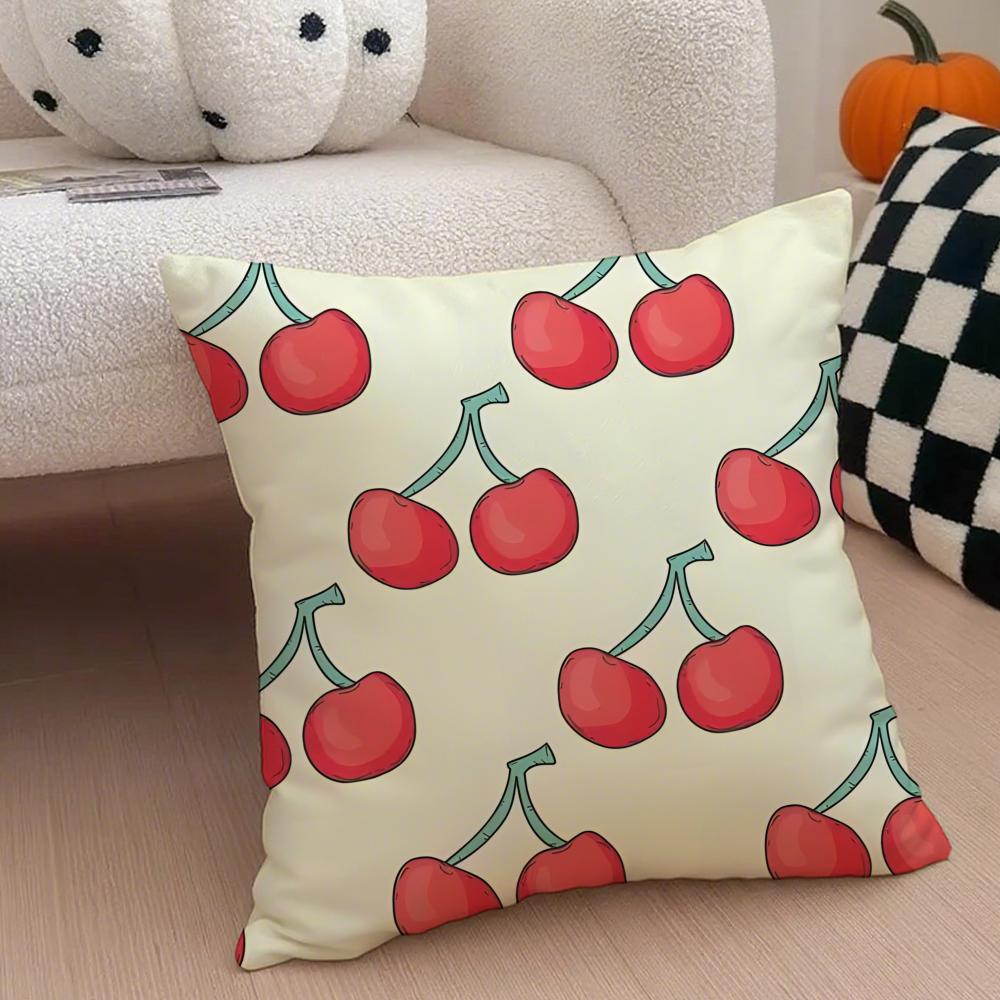 Hand-Painted Cherries Cushion Cover Linen Pillow Case Soft Breathable Protective Couch Room Decoration