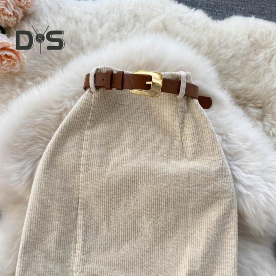 Dámská sukně dělená jednobarevná sukně s vysokým pasem měkká tlustá hřejivá měkká vložka dojíždění elegantní styl zapínání na zip délka do poloviny lýtek midi sukně