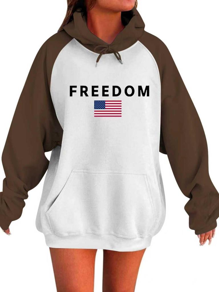2025 Mixed Color Raglan Sleeve Hooded Pullover - Casual Loose Sweatshirt for Spring & Autumn