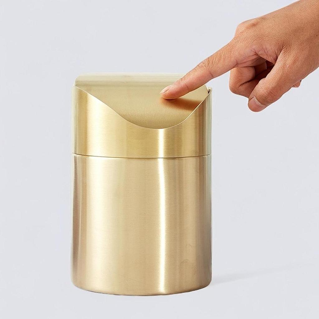 Mini poubelle en acier inoxydable, mini poubelle de bureau moderne, petite poubelle pour salon, chambre à coucher, à côté de la salle de bain