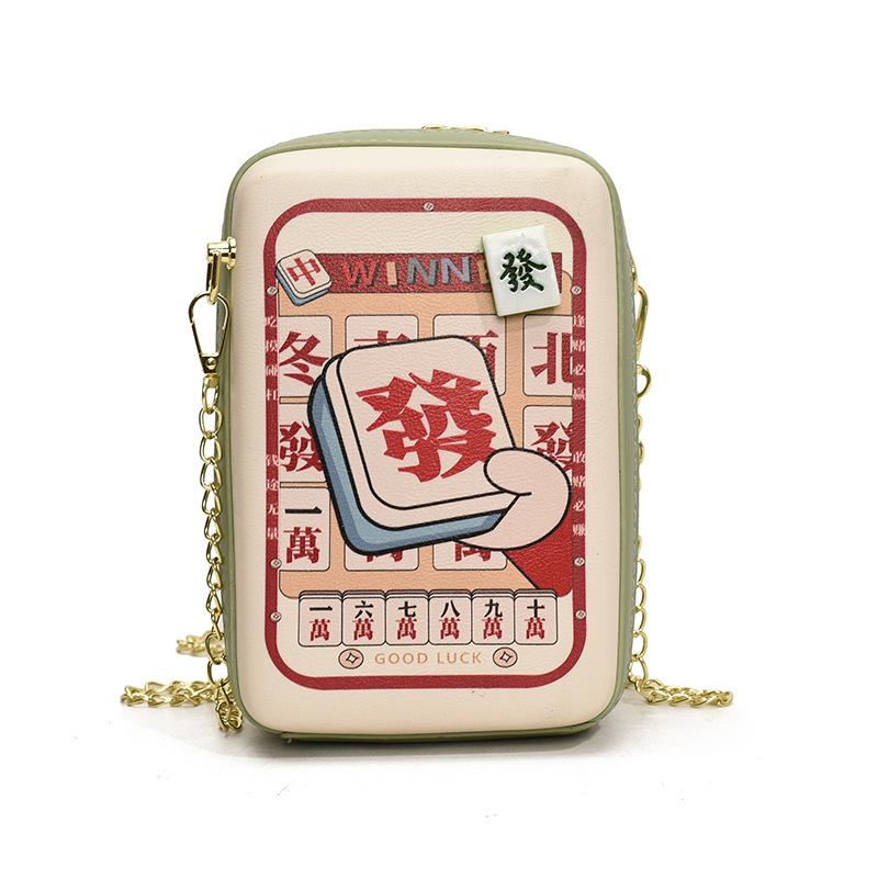 

ins style mahjong women s bag 2025 new small fresh literary and versatile shoulder bag personality funny messenger small square bag
