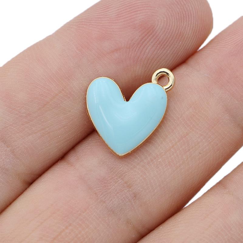 10Pcs Silver Plated Enamel Red Heart Charms Pendant For Jewelry Making Earrings Bracelet Necklace Accessories Diy Findings
