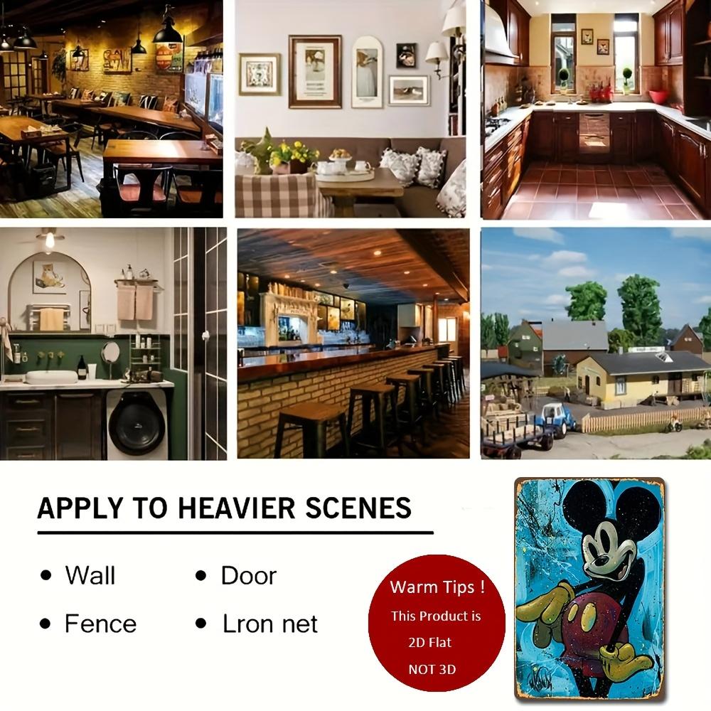 [2D Flat] Mickey Mouse 2D Flat Tin Sign - 20.32x30.48 cm, Iron Desk Decor with Playful Pose & Vibrant Blue Background, Perfect f