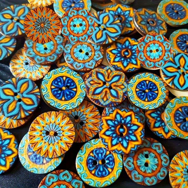 100 Boutons en Bois Style Bohème Chic pour Loisirs Créatifs & Couture - Couleurs Assorties, Design Boucle de Manteau Antique Brass