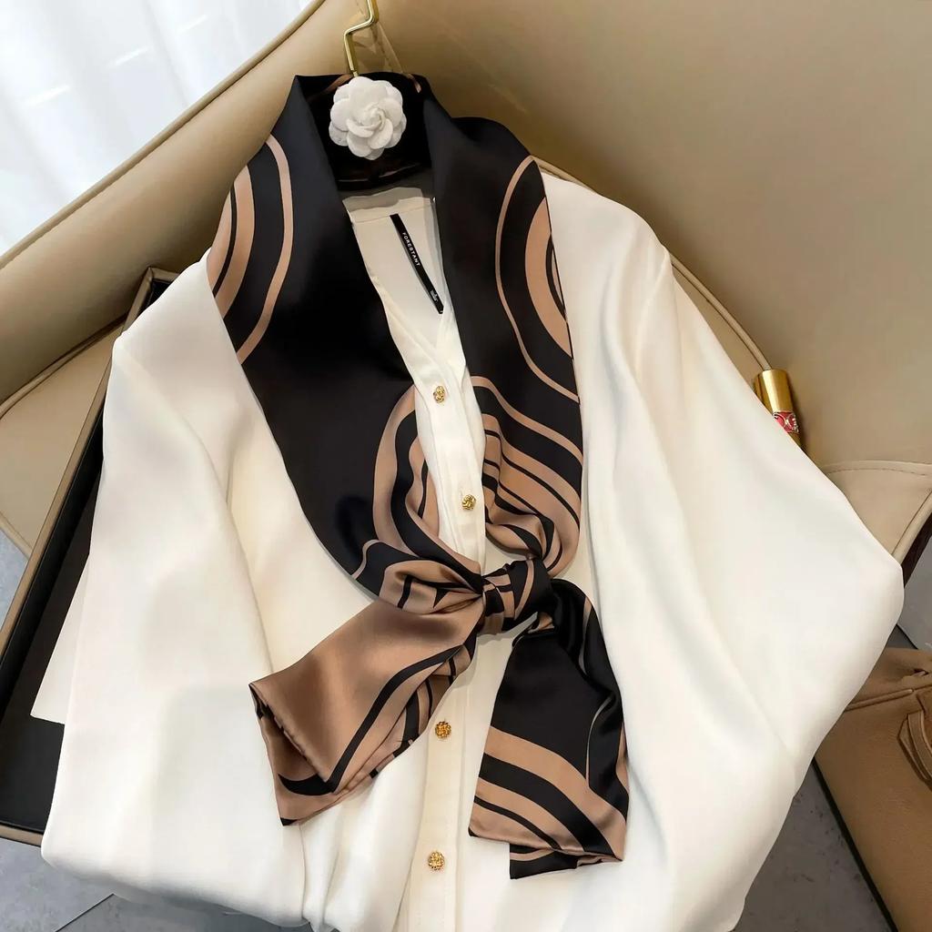 17*150cm Ribbon Silk Scarfs Female Luxury Design Hair Band Skinny Scarf Neck Ties Women Bag Scarves Neckerchief Foulard Lady