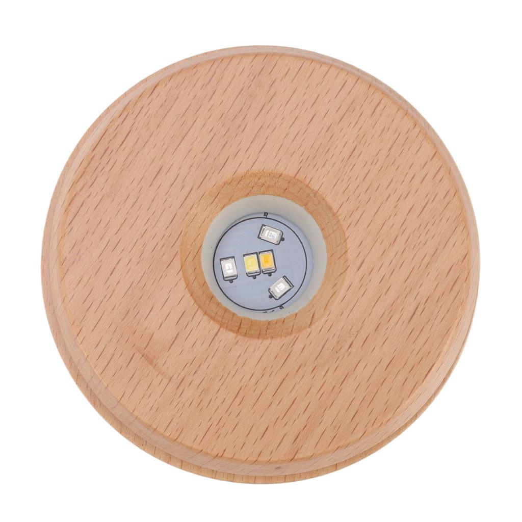 Wooden LED Display Base Rotatable Multi Mode Wood Light Display Base Touch Dimming Crystal 3D Art Display Stand