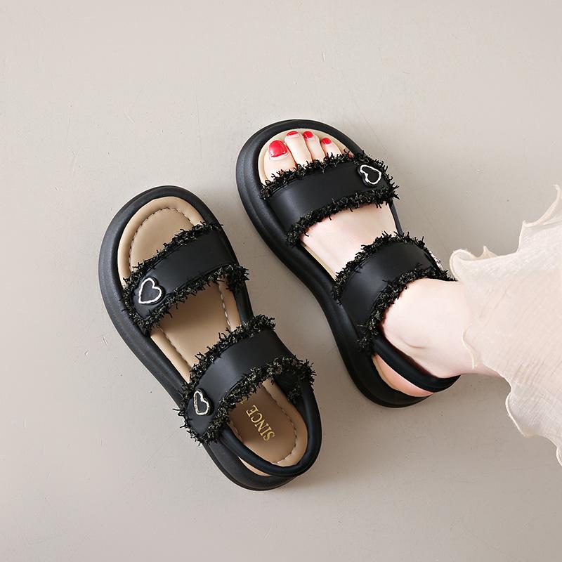 Plattformssandaler dam nya sommarkläder high-end mångsidiga strandskor mjuk sula med kjol