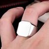 Free Engrave New Silver/Gold/Black/Blue Square Big Width Signet Rings For Men Ring Titanium Steel Jewelry