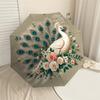 1PC Peacock flowersAutomatic Open/Close Umbrella with Windproof, 8-Rib Sturdy Canopy, Durable Ribs, Fashionable Design1282A