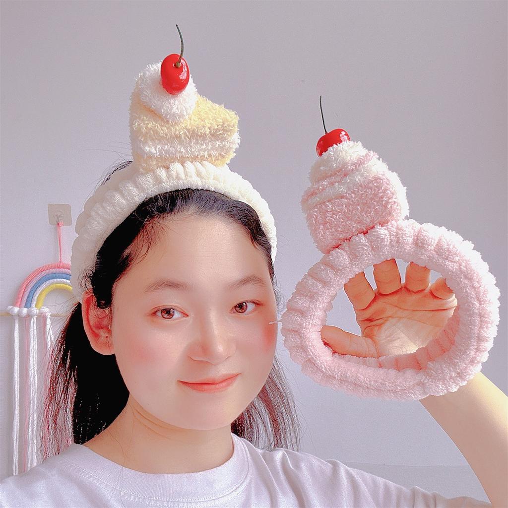 Fun and cute dessert three-dimensional plush cake Swiss curl hair band Women's face band