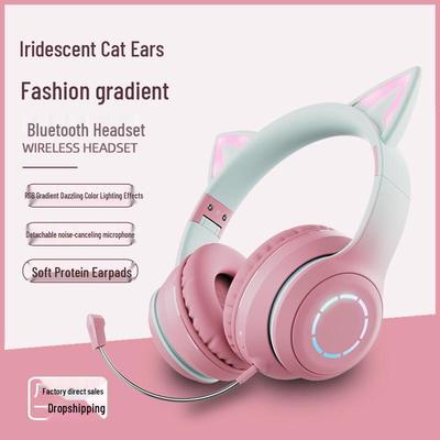 New Luminous Cat Ear Wireless Bluetooth Headphones: Cute Noise-Cancelling Headband for Girls & Kids