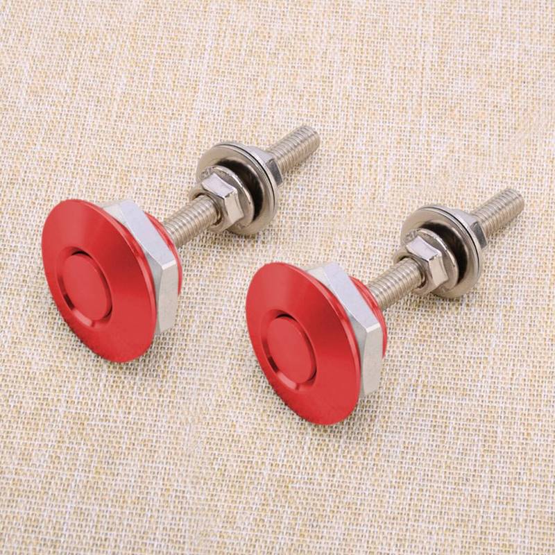 2pcs Red 25mm Car Push Button Quick Release Hood Bonnet P Lock Clip Bumper Latch Aluminum Alloy fit for Universal