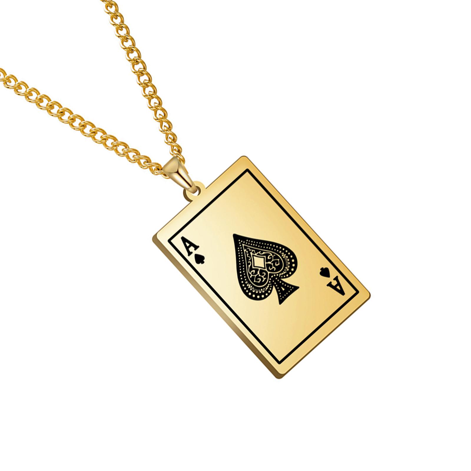 

Ожерелье в стиле панк с пиковыми картами, ожерелье с текстурой из нержавеющей стали, ювелирные изделия в виде игральных карт для любителей покера золотой