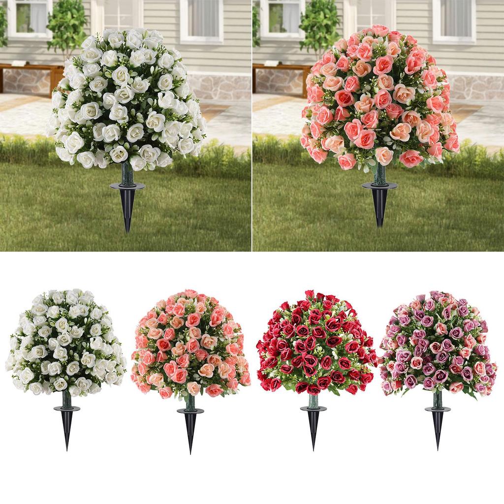 Fake Rose Plants with Layered Petals Artificial Greenery Shrubs Outdoor Indoor for Patio Porch Garden Floral Arrangements