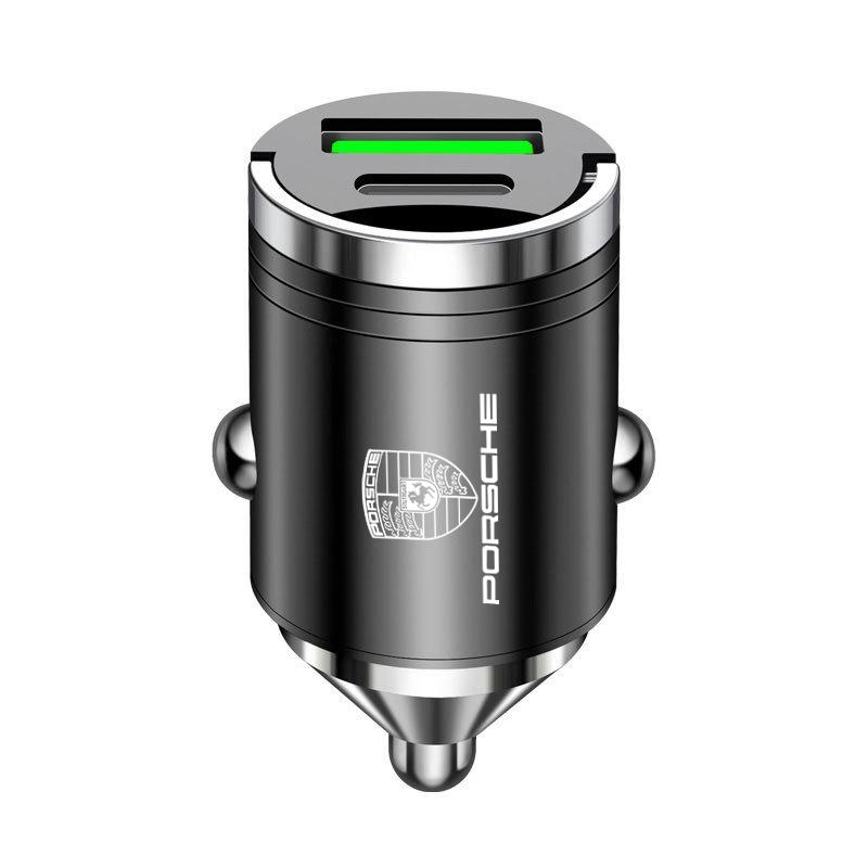 100W Mini Car Charger Lighter Fast Charging USB Type-C Dual Port Invisible For Porsche Panamera Macan Boxster Cayman 911 sticker VT6