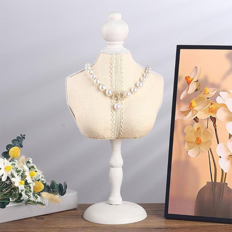 Sturdy Lint Covered Necklace Bust Portable Jewelry Organization Home Accessory Necklace Display Rack Decoration