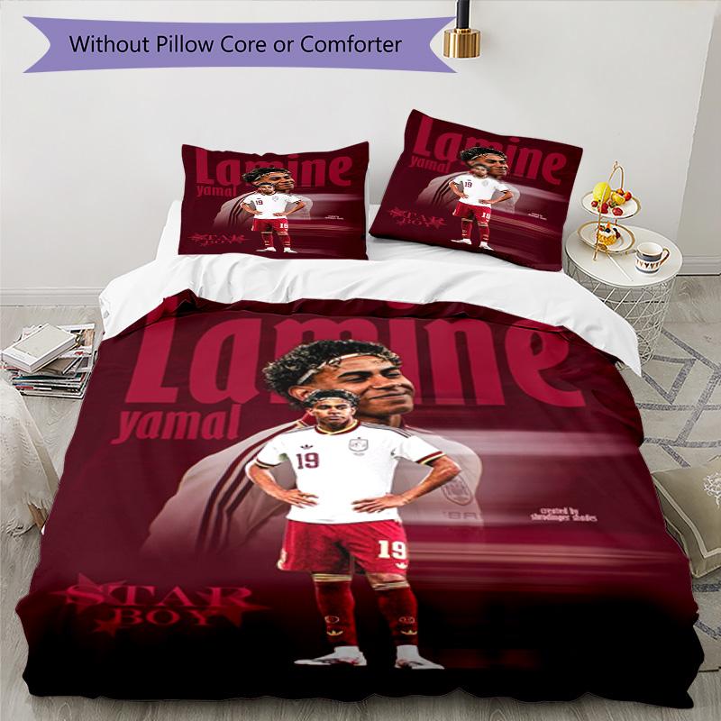 Lamine Yamal Green Spotify Logo Bedding Set,Breathable Bed Linen for Guest Room Decoration,Perfect Housewarming Gift,All Season Duvet Cover with Pillo