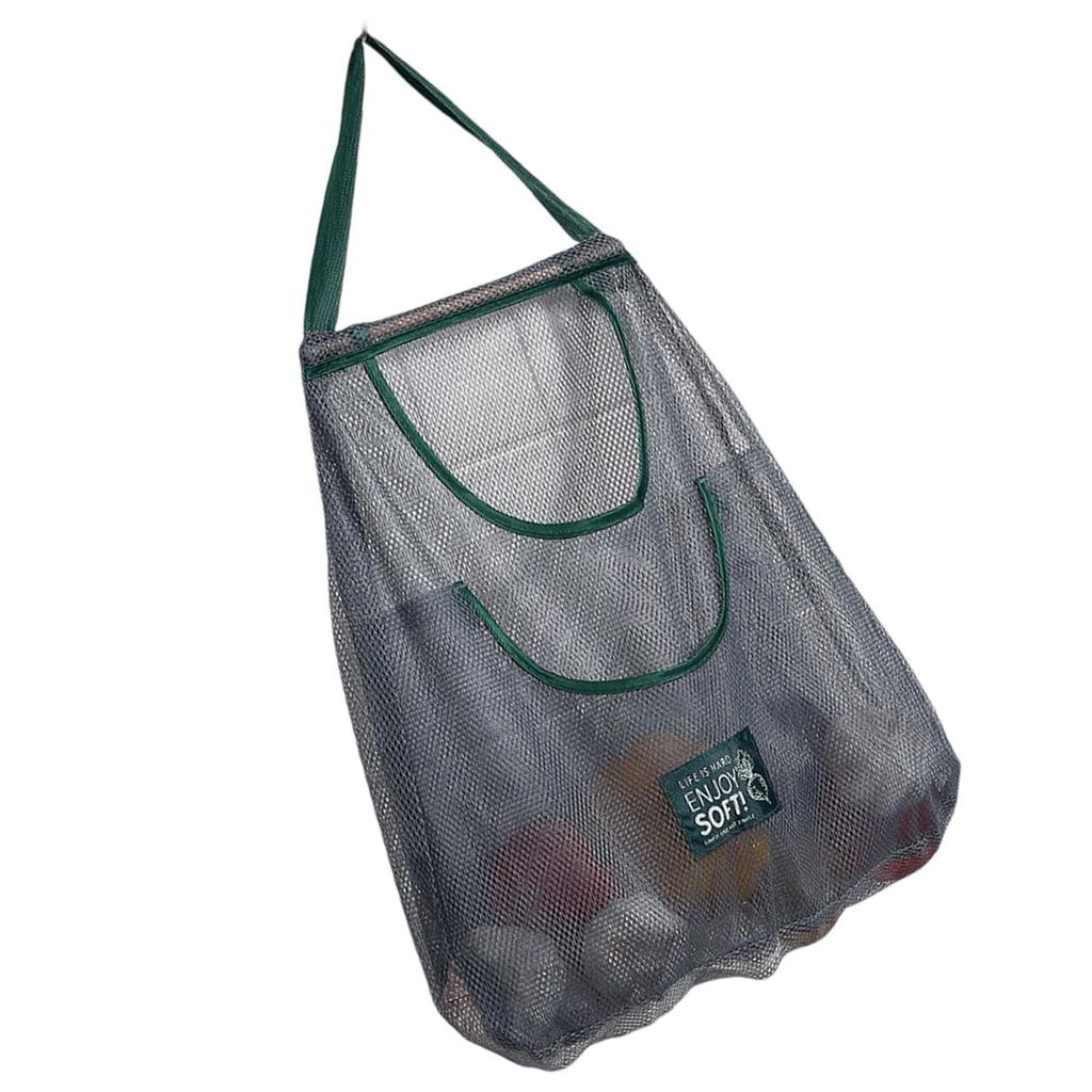 Breathable Mesh Hanging Storage Bag For Garlic Onion Spices Kitchen Vertical Space Saving Organizer Durable Polyester Material