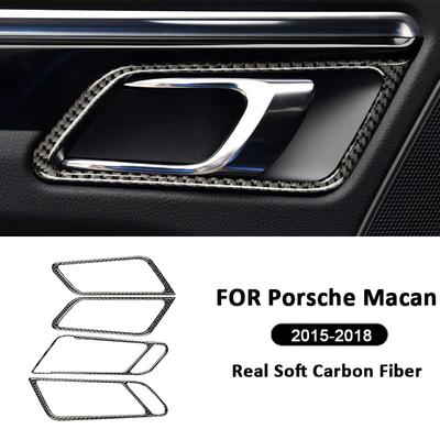 Pour Porsche Macan 2015-2018 Fibre de Carbone Roadster Poignée de Tirage Intérieure Cadre de Garniture Couvercle de Garniture Autocollant de Décoration Intérieure Accessoire