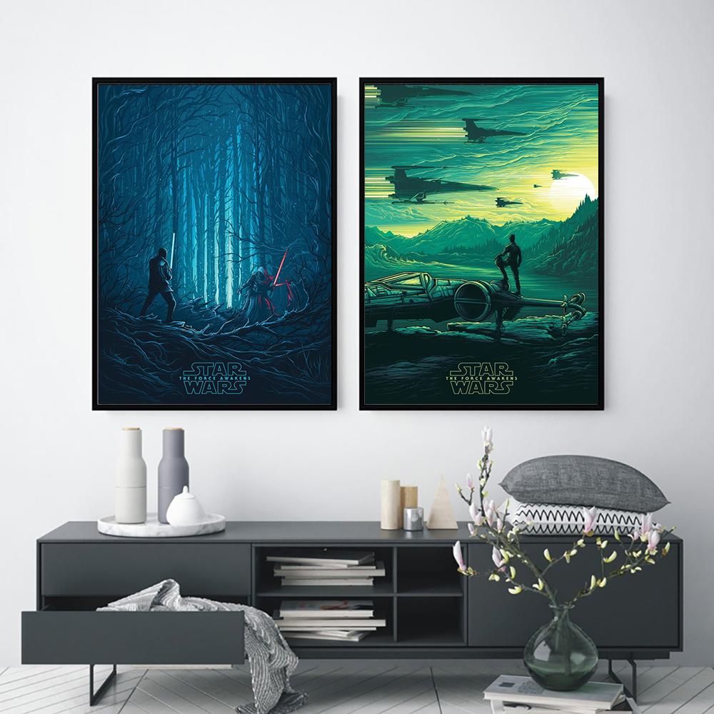 Star Wars Leinwand Dekoratives Gemälde Filmkunst Wandbild Retro Poster Moderne Heimwanddekoration Geschenk und Druck Ästhetik