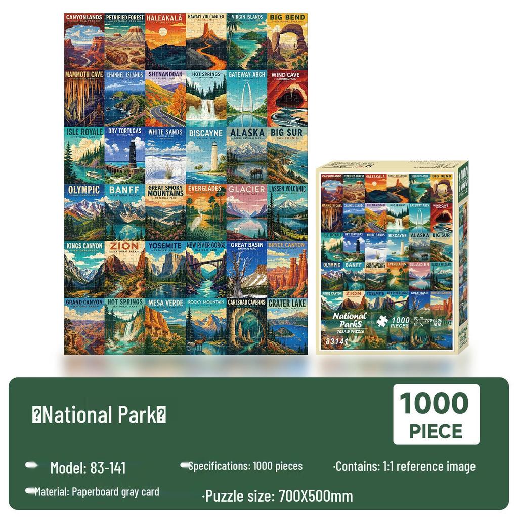 1000-Piece Famous Painting Landscape Jigsaw Puzzle for Adults - Decompression Toy