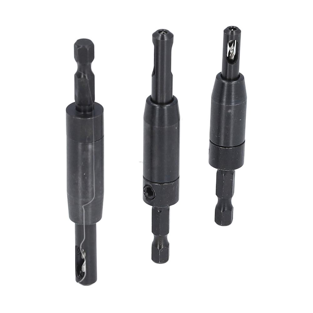 3 PCS Hex Shank Self Centering Drill Bit Set Center Drill Bit  Cabinet and Door Hinge Installation