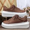 Fashion Women Platform Sneakers Thick Bottom Height‑Increase Casual Sports Shoes Men PU Leather Waterproof Walking Shoes
