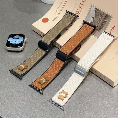 For Apple Watch S10 Strap Magnetic Buckle Applewatch987Se Bow Bear Rhombus Silicone