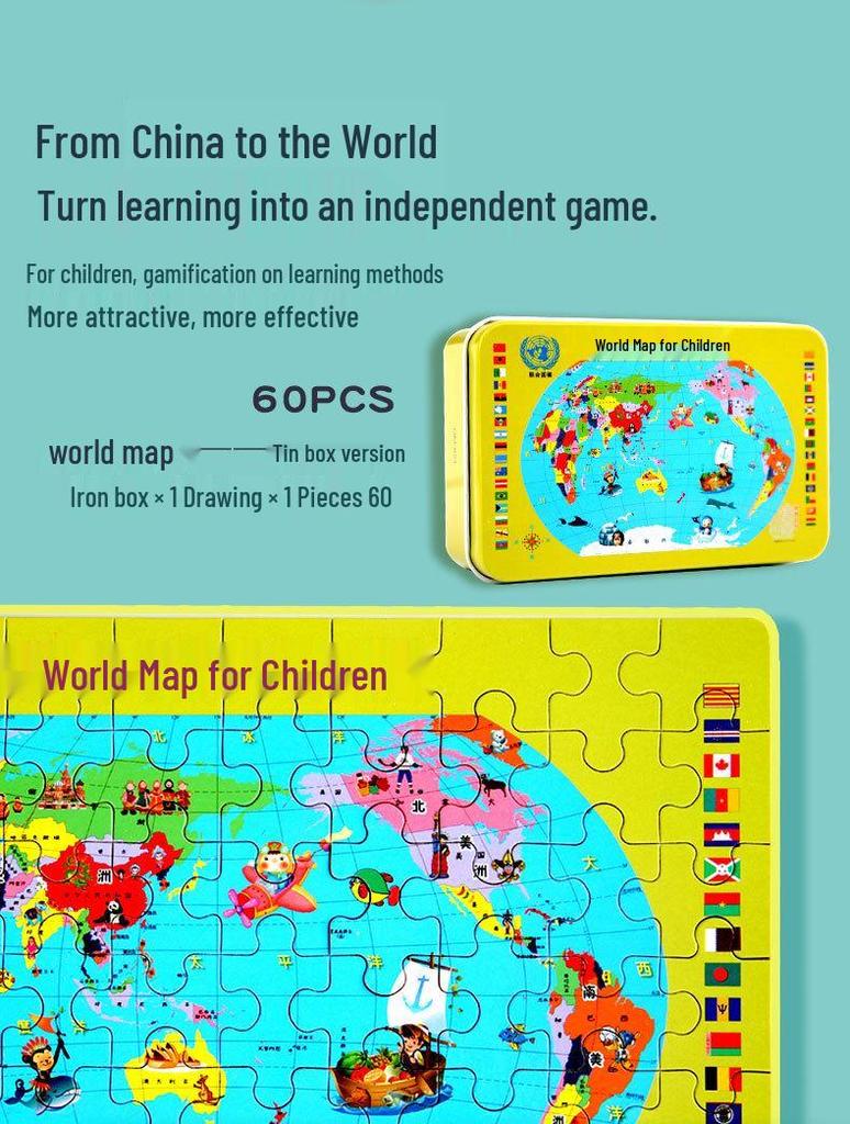Magnetic World Puzzle Map for Kids - Educational Geography Board Game