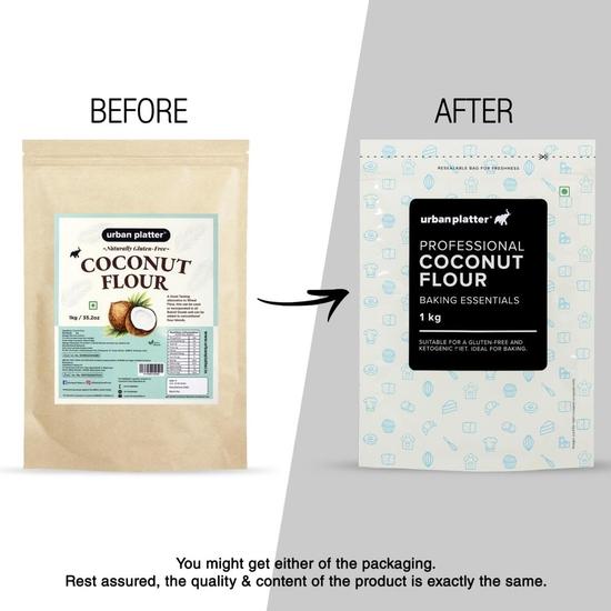 Urban Platter Kokosová mouka, 1 kg [vyrobeno z kokosových ořechů z Tamil Nadu, přirozeně bezlepkové, bohaté na vlákninu, šetrné k paleo]