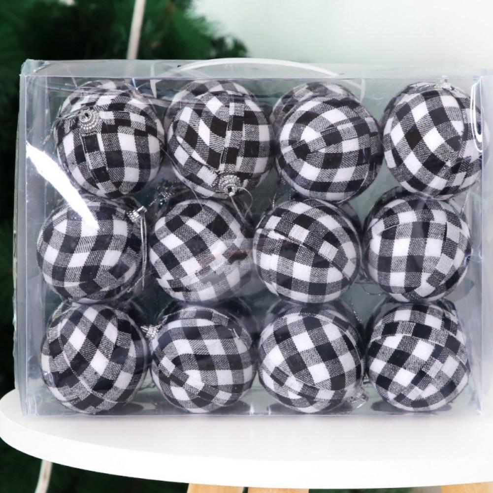 24pcs Christmas Plaid Ball Decors Comfortable  Christmas Hanging Ornamen