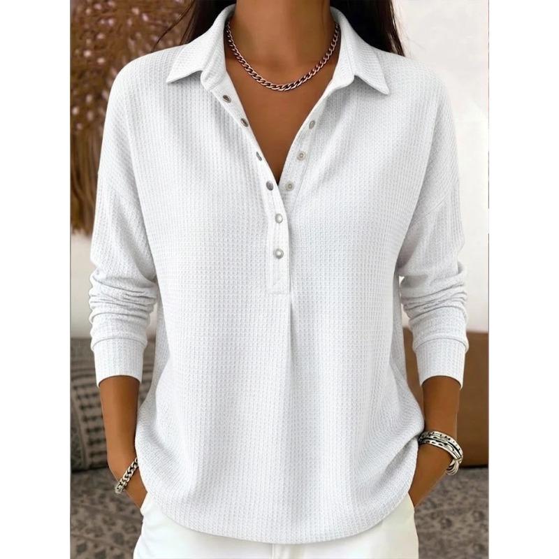 JPNTKY Women's Fashion Casual POLO Neck Long Sleeve Blouses & Shirts