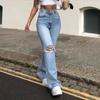 Baggy Ripped Jeans for Teen Girls Women High Waisted Wide Leg Straight Denim Streetwear Fashion Hole Pant