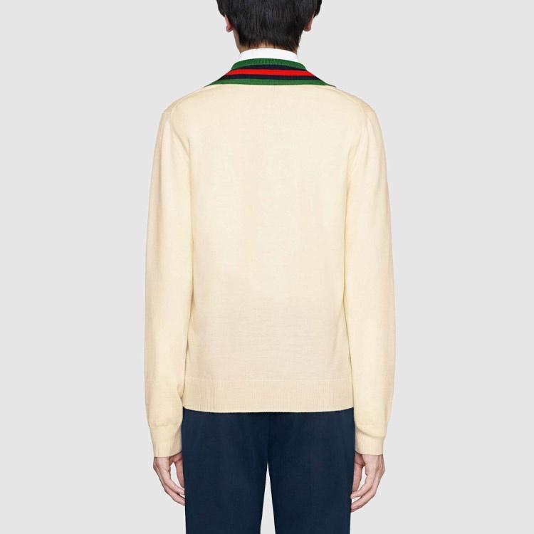 Gucci V-Neck Wool Knit Jumper 'White' Men's 576802-XKAUK-9133