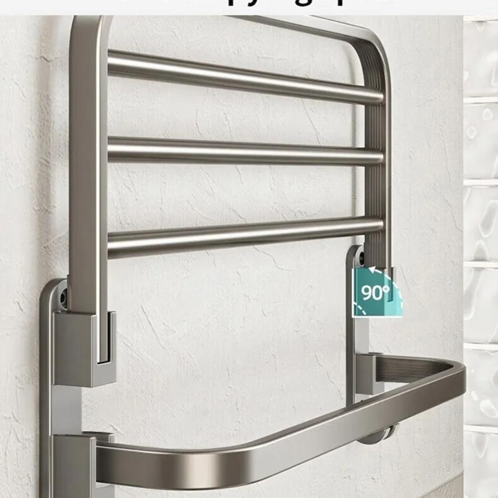 Upgrade And Thicken Grey/Black 50CM-60CM Folding Aluminum Towel Rack Holder With Hook Towel Holder