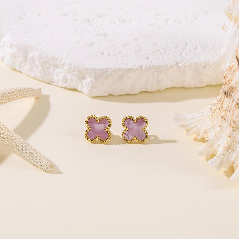 Titanium Steel Clover 13MM Stud Earrings, Stainless Steel Fadeless, Minimalist Versatile High-end Lucky Style