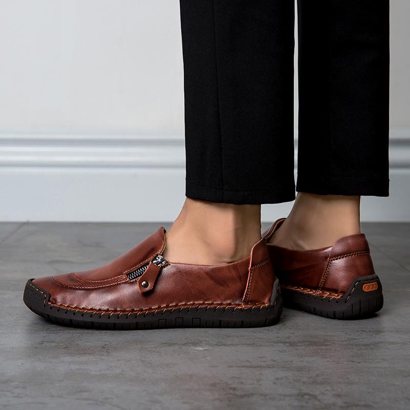 Handmade Retro Cow Leather Shoes Men Flats Fashion Casual Shoes Men Loafers Moccasins Men Shoes