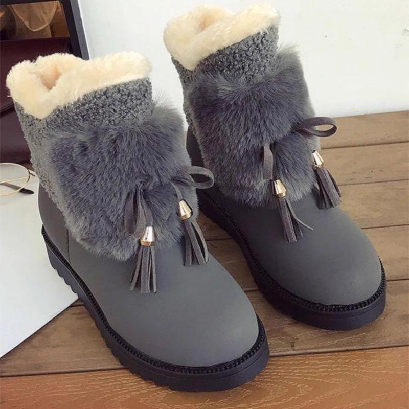 Schneestiefel Damen Winter neu vielseitig bequem rutschfest wasserdicht Baumwollschuhe mittlerer Schaft Samt warm kurze Stiefel